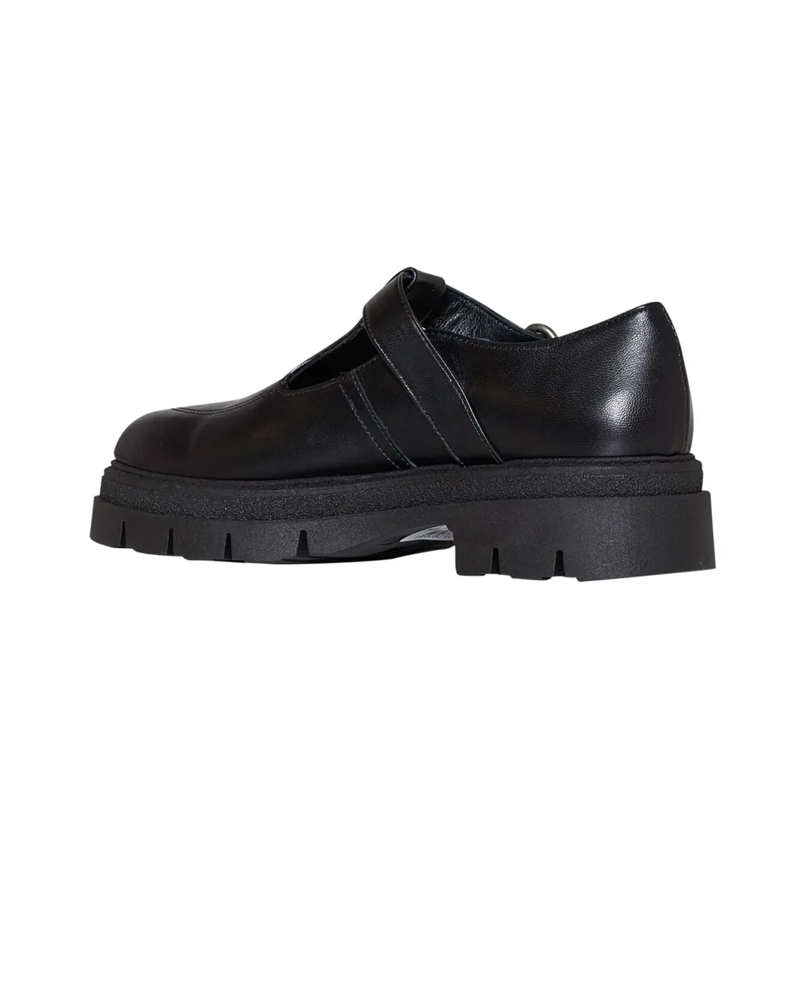 Shoe with strap and structured sole