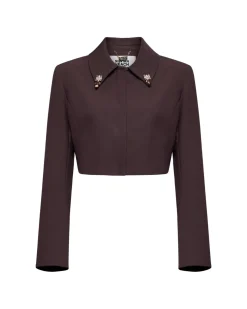 Short blazer with collar and detail