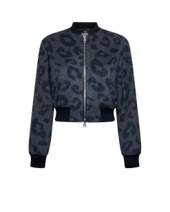 Short bomber jacket with animal print