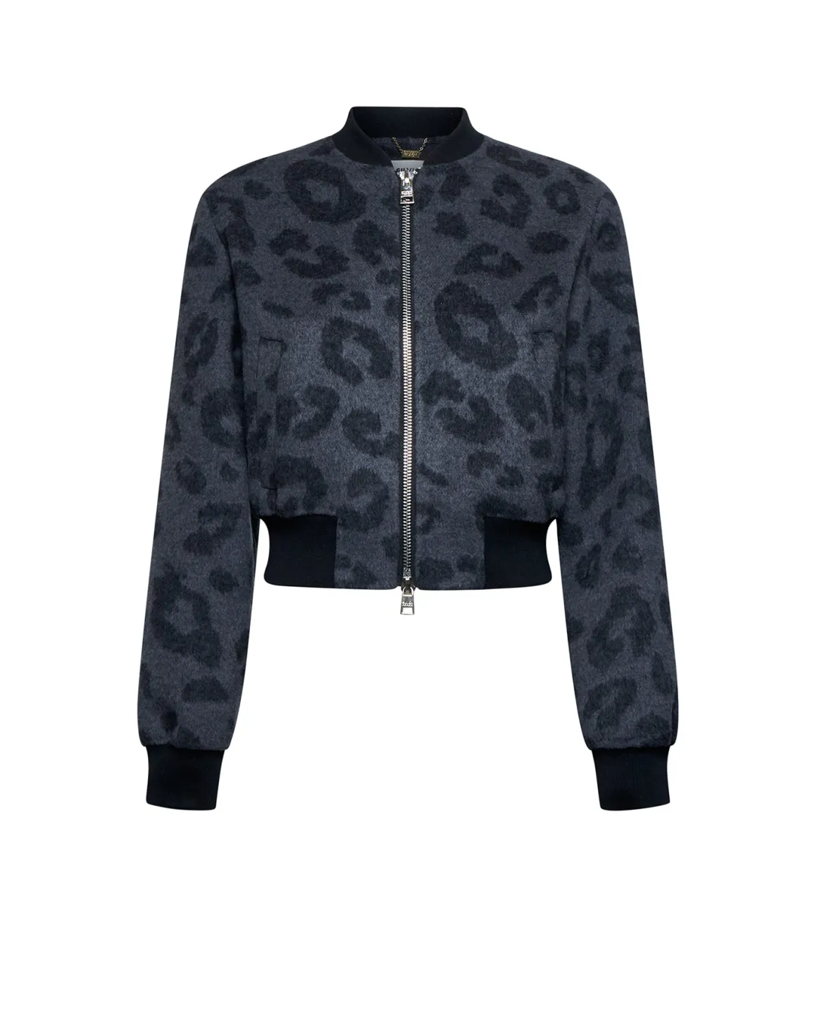Short bomber jacket with animal print