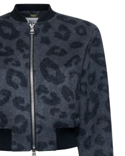 Short bomber jacket with animal print