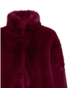 Short burgundy faux fur jacket