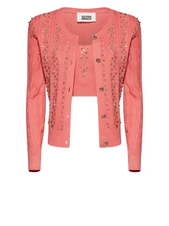 Short cardigan with decorative applications