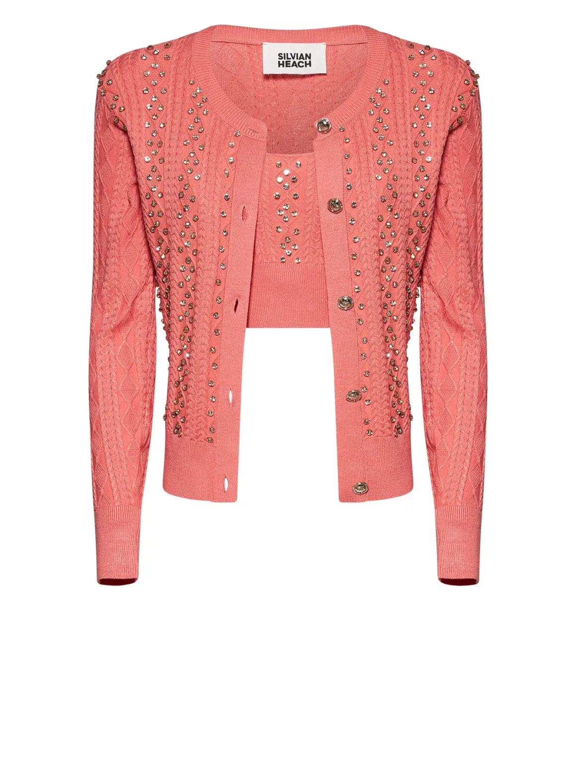Short cardigan with decorative applications