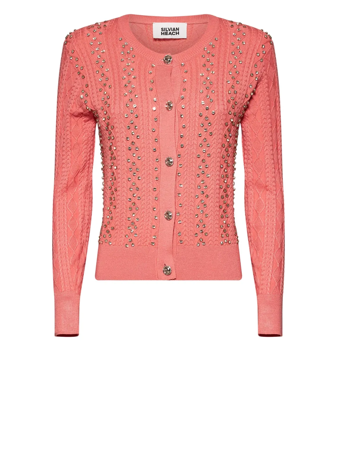 Short cardigan with decorative applications
