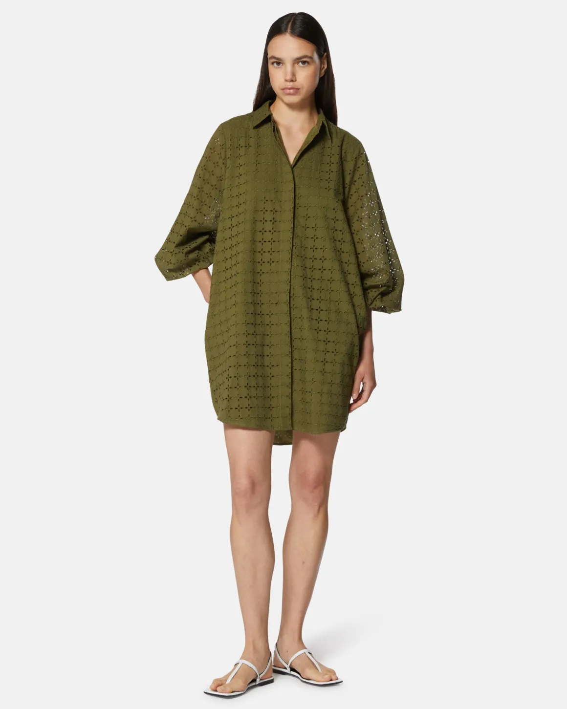 Short chemisier dress in sangallo