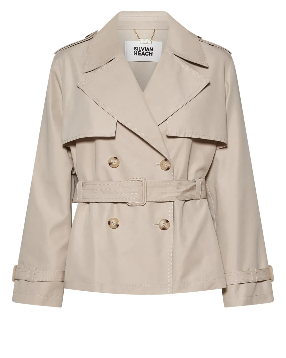 Short double-breasted trench coat with a refined design