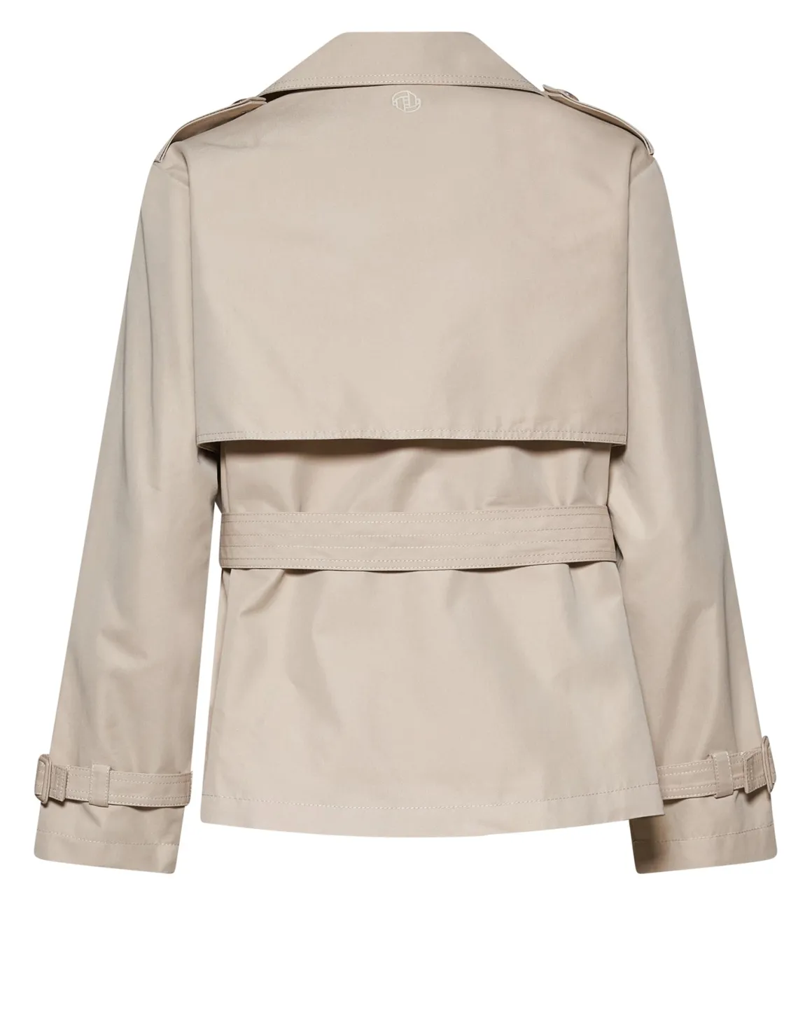 Short double-breasted trench coat with a refined design