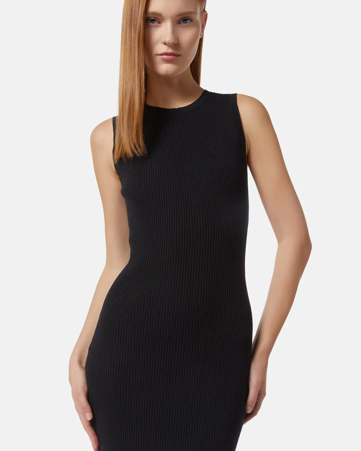 Short dress in ribbed jersey