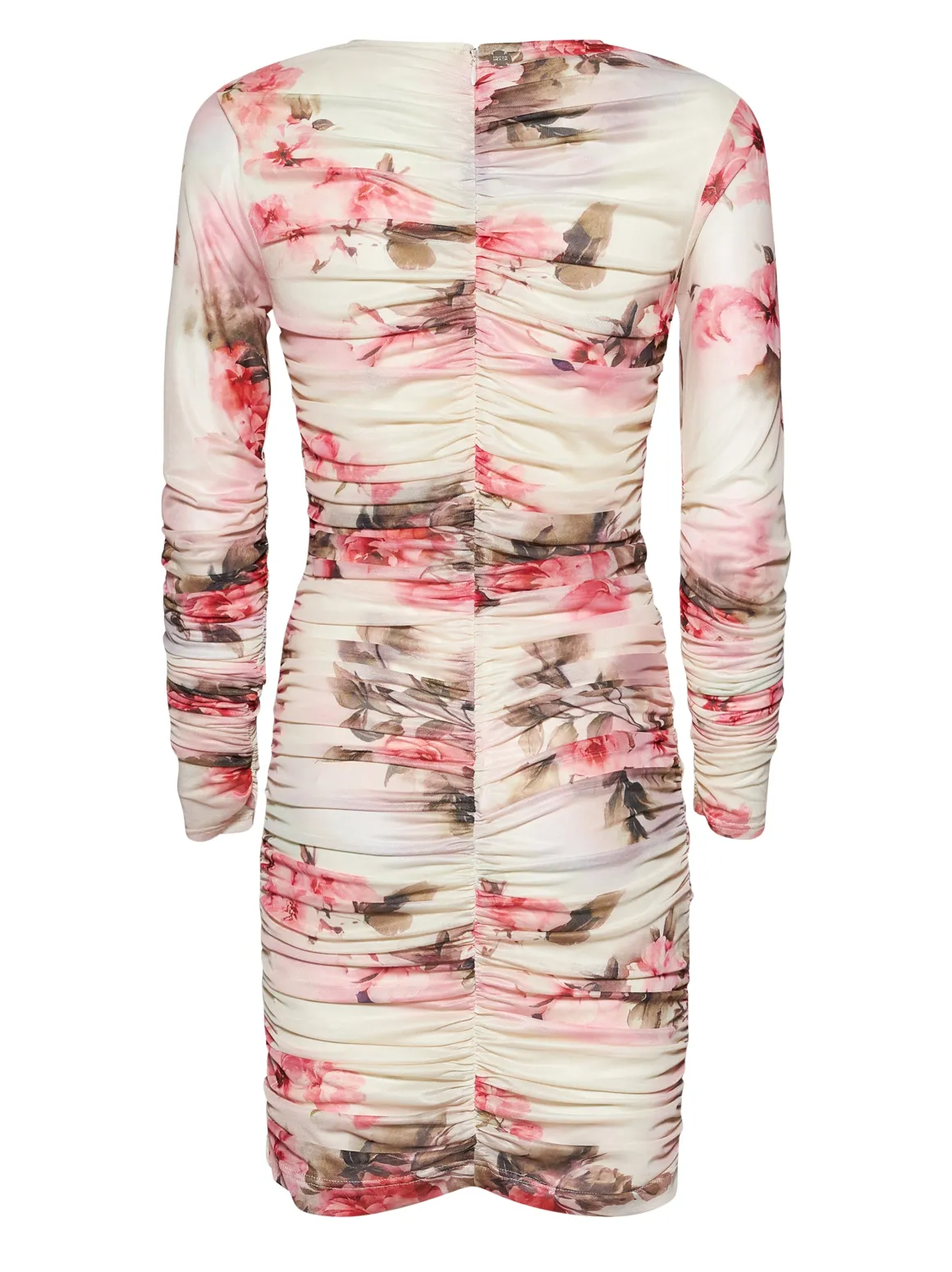 Short dress with artistic pattern and refined drapes