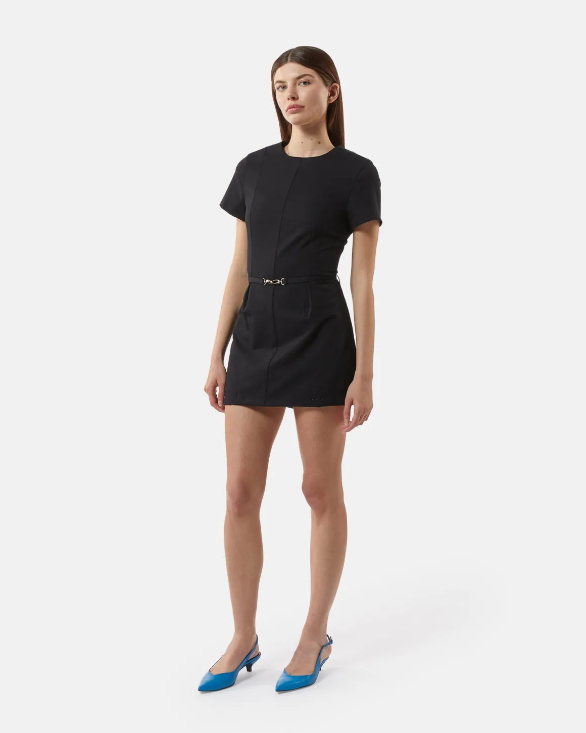Short dress with decorative belt
