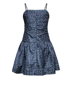 Short dress with graphic pattern and thin straps