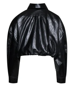Short jacket with button closure and patch pockets