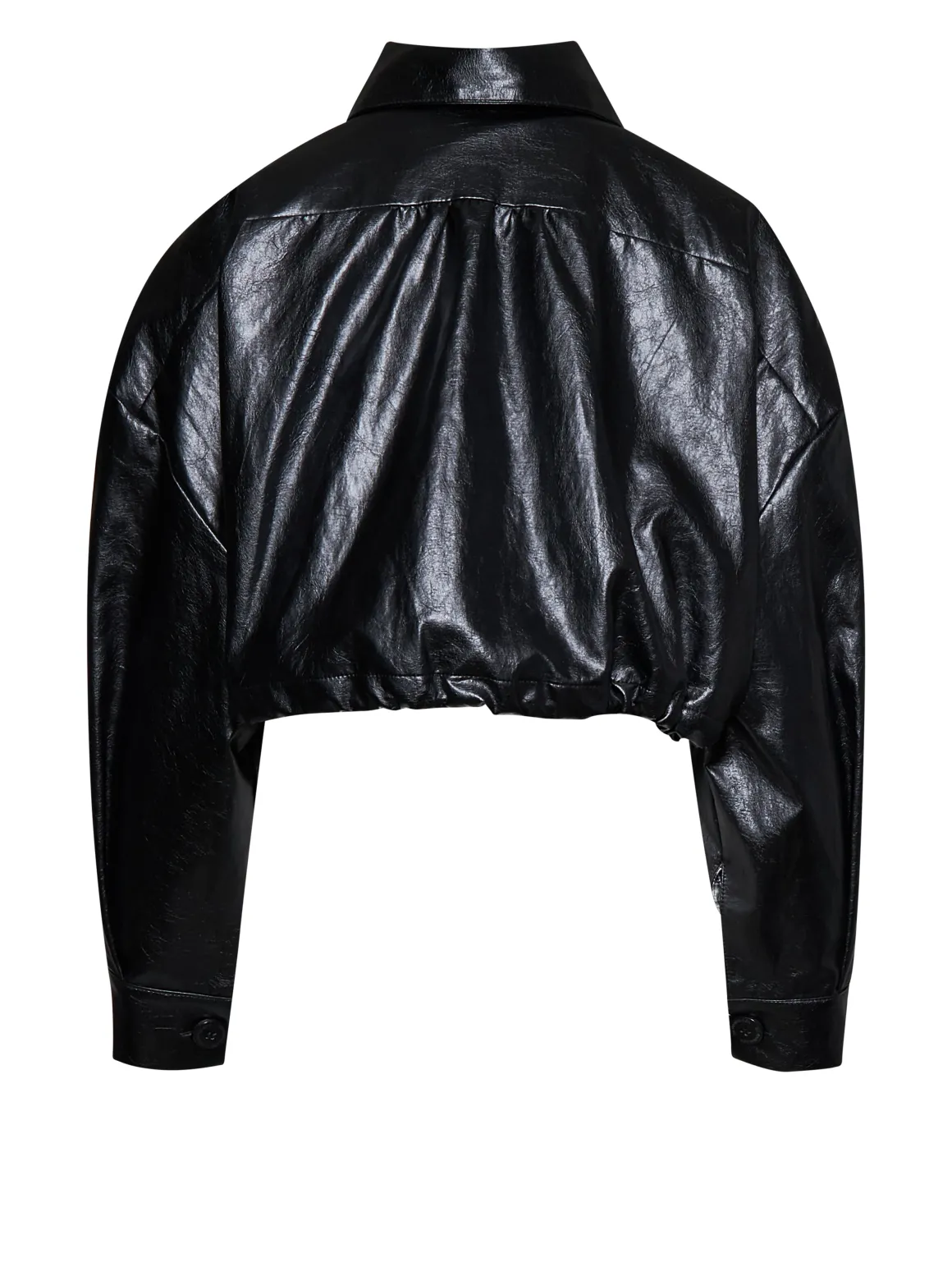 Short jacket with button closure and patch pockets