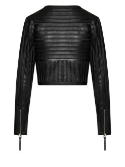 Short jacket with zip and structured design