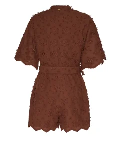 Short Jumpsuit with Embroidery and Integrated Belt