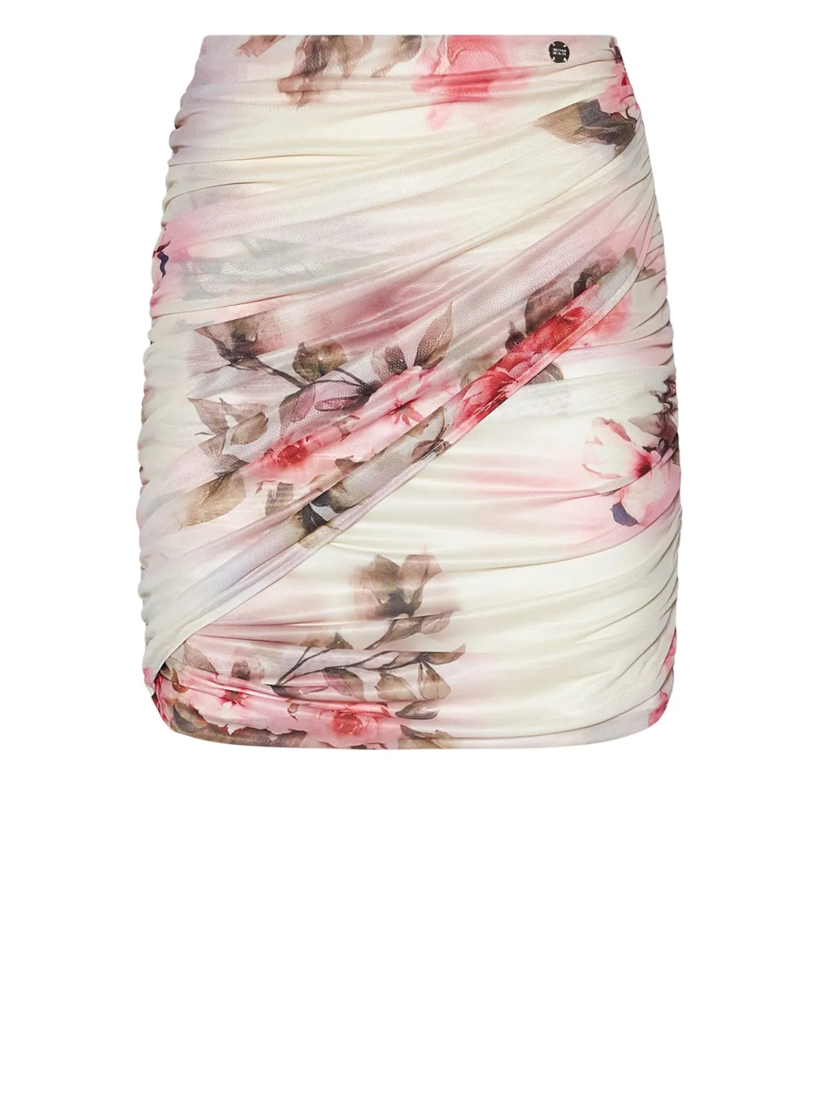 Short skirt with draping and floral print