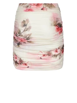Short skirt with draping and floral print