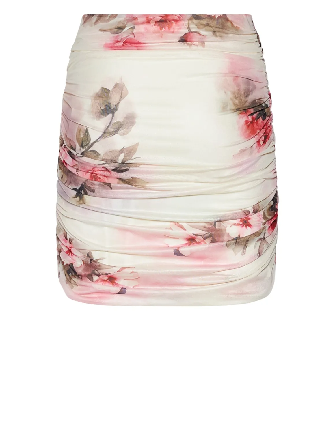 Short skirt with draping and floral print