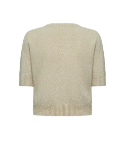 Short-sleeved lurex-effect sweater