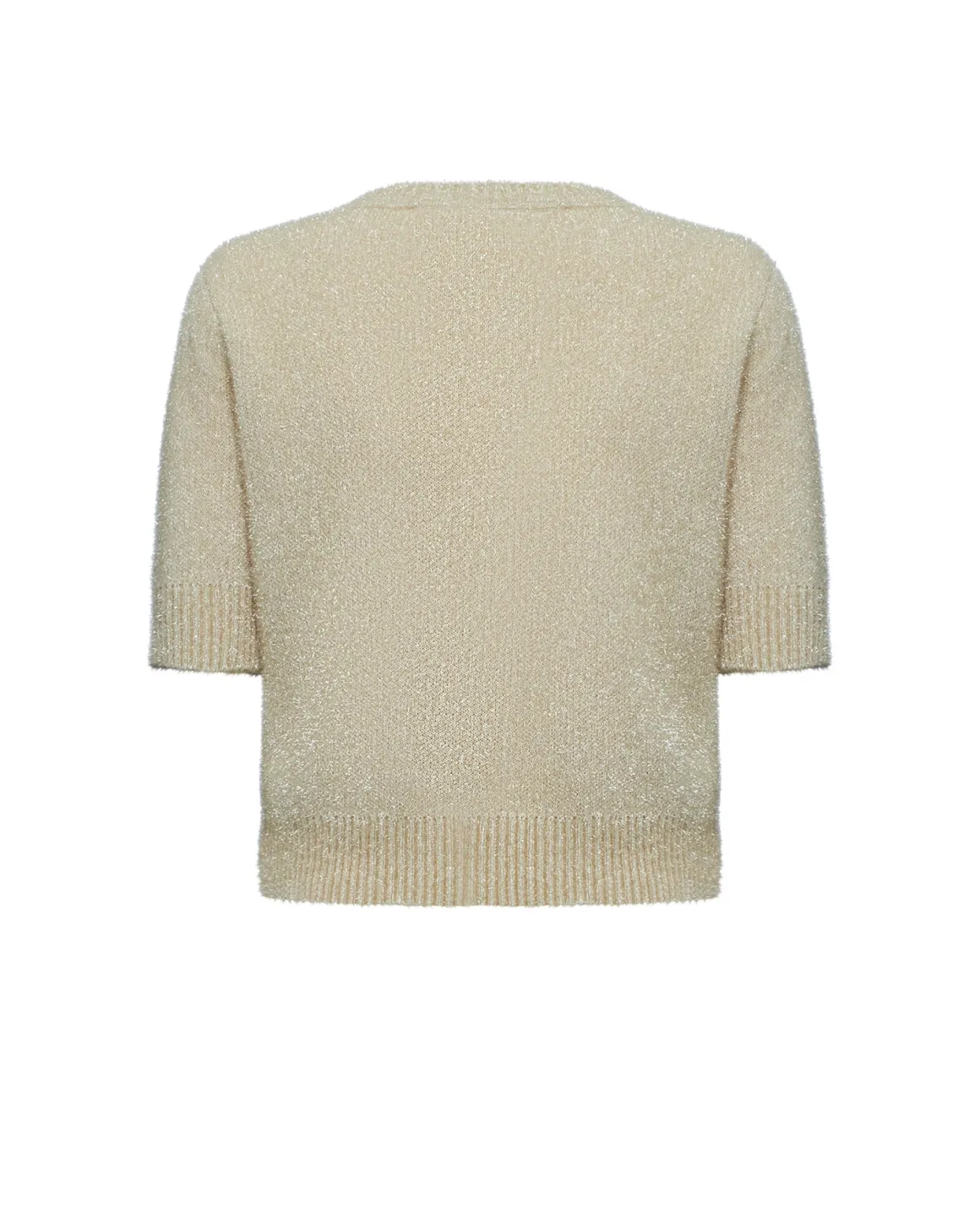 Short-sleeved lurex-effect sweater