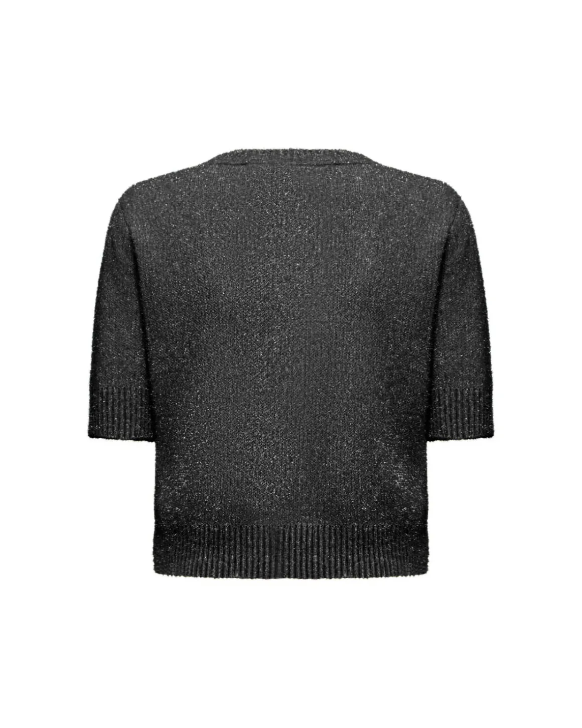 Short-sleeved lurex-effect sweater
