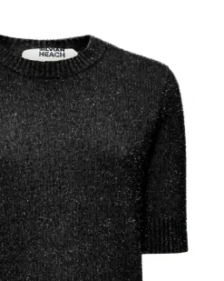 Short-sleeved lurex-effect sweater