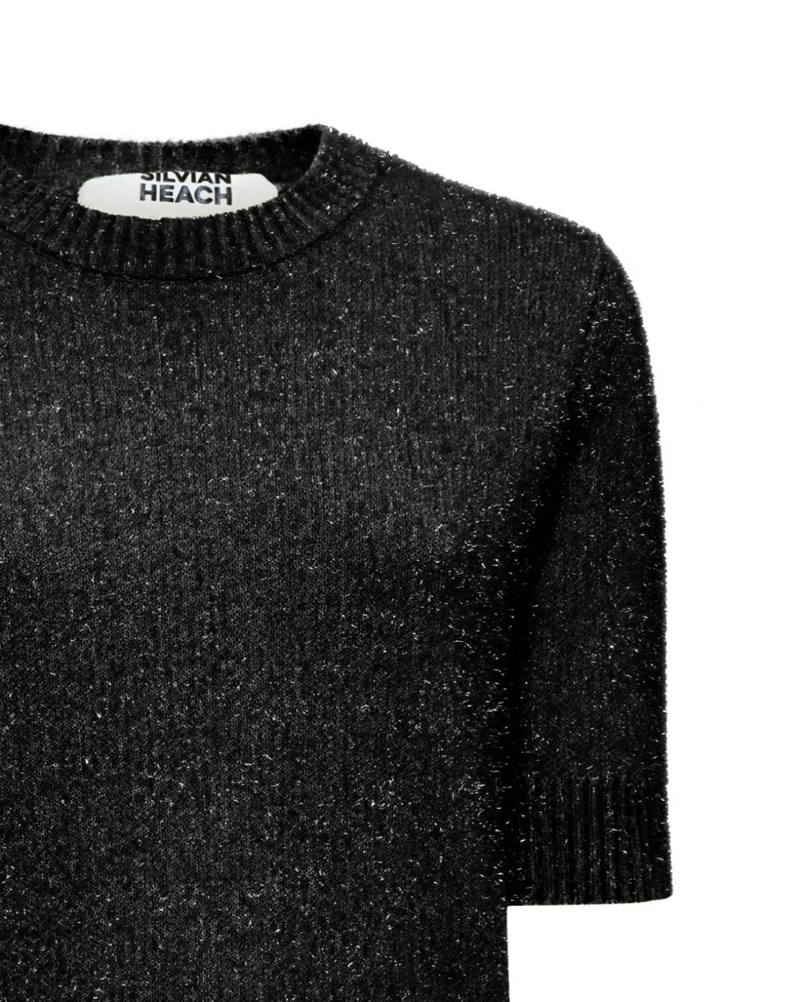Short-sleeved lurex-effect sweater
