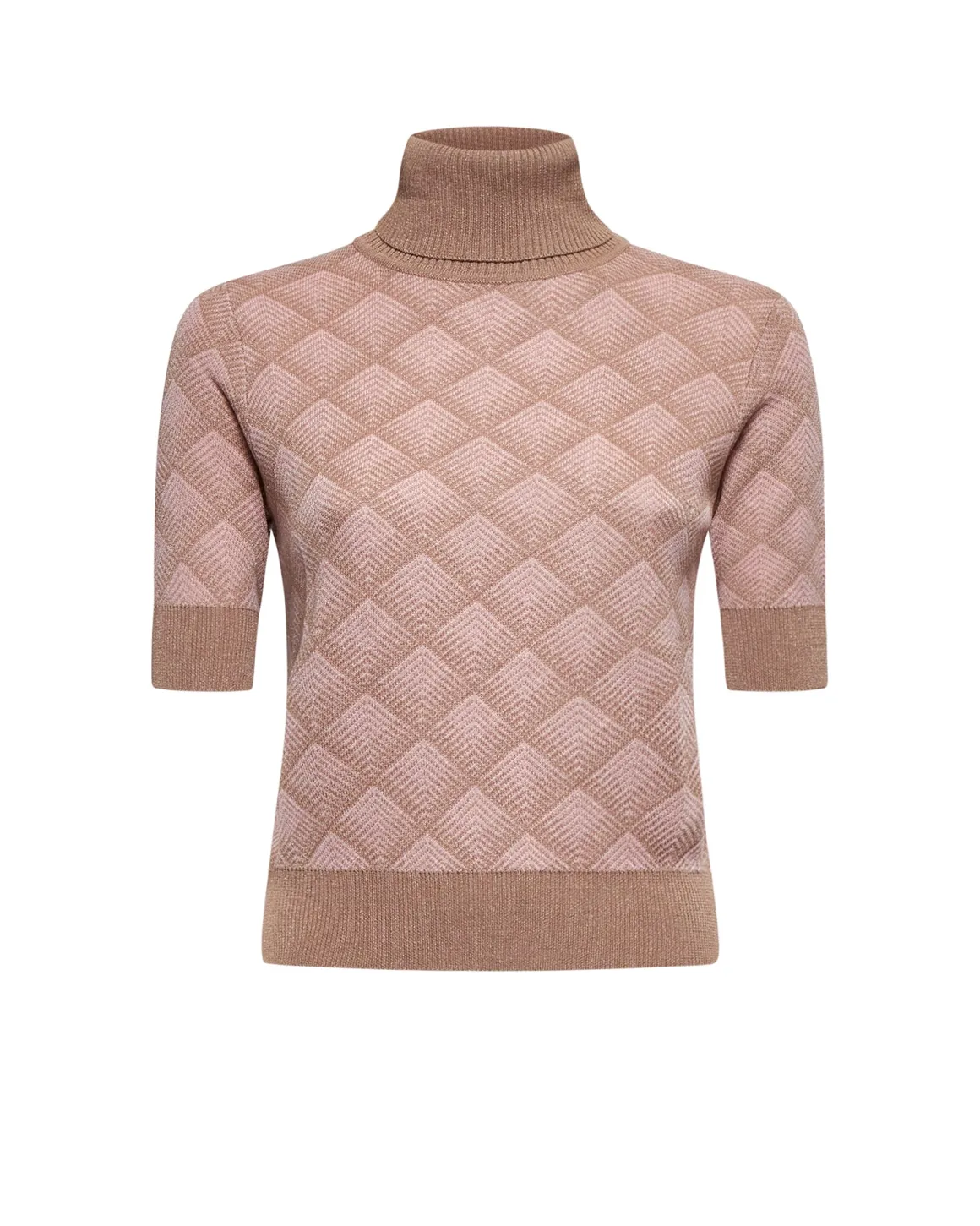 Short-sleeved shirt with diamond pattern