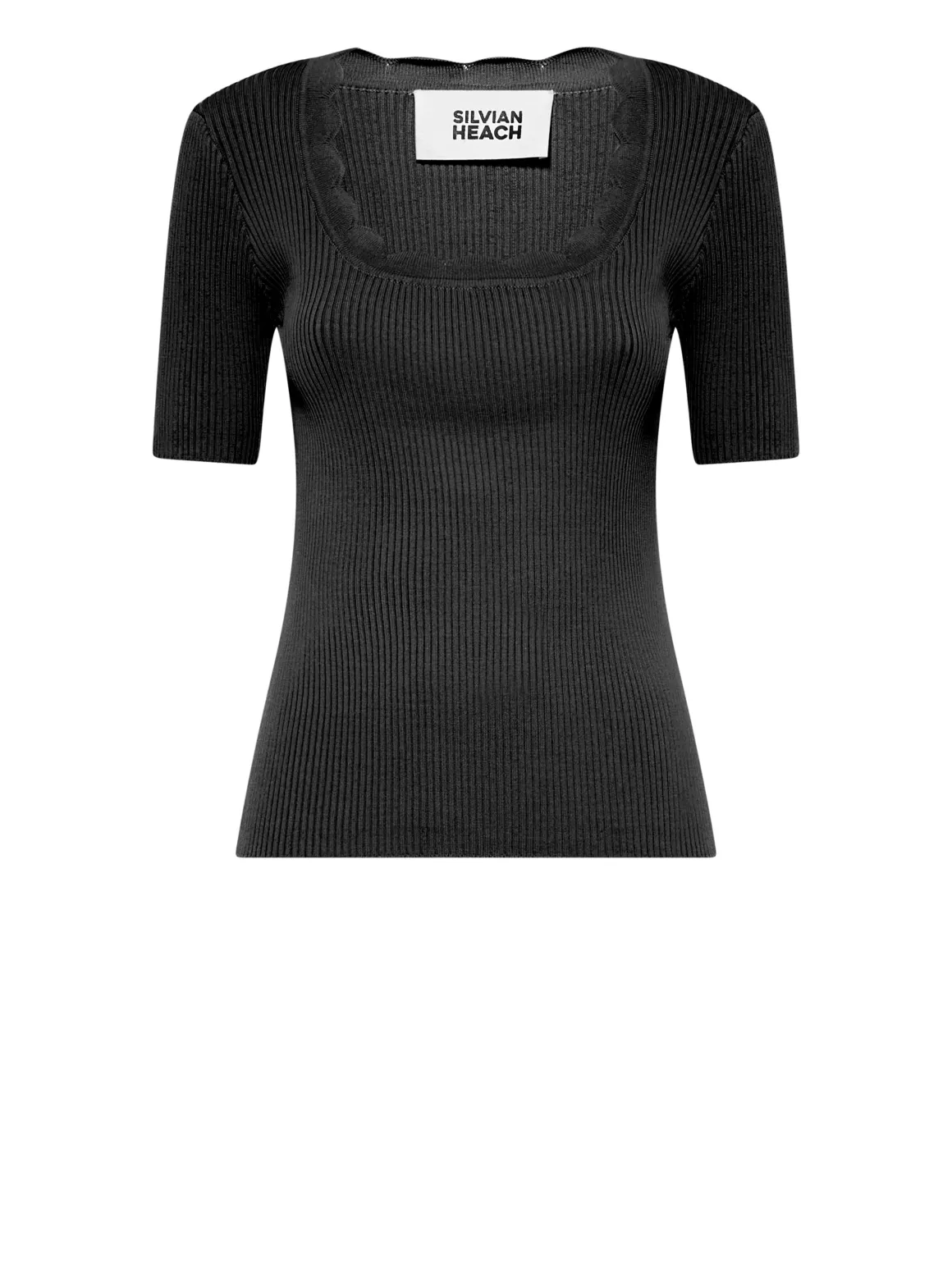 Short-sleeved shirt with square neckline