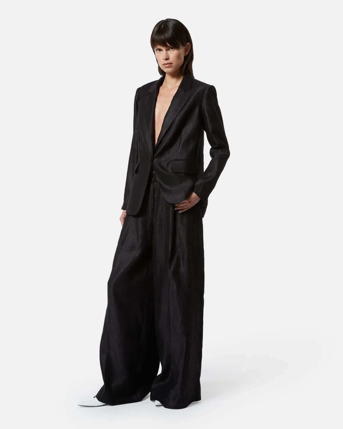 Single -breasted oversize blazer in 100% linen