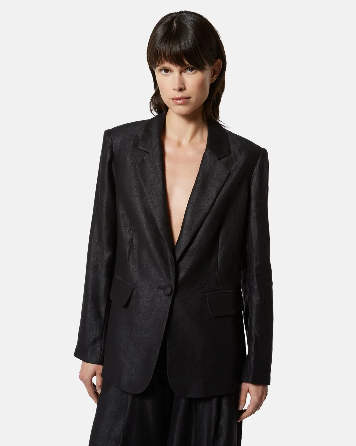 Single -breasted oversize blazer in 100% linen
