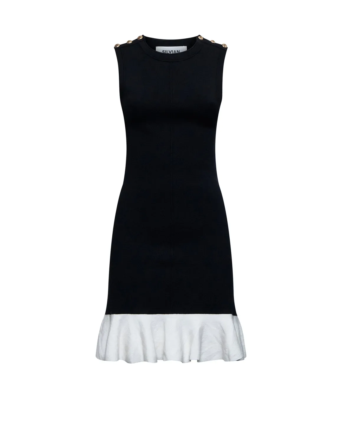 Sleeveless dress with contrasting ruffles