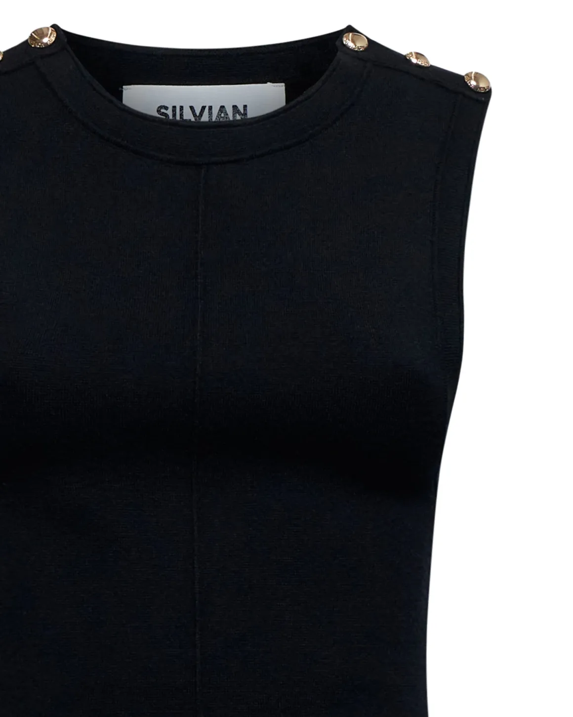 Sleeveless dress with contrasting ruffles
