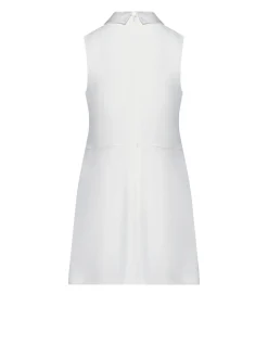 Sleeveless Dress with Decorated Collar and Essential Lines