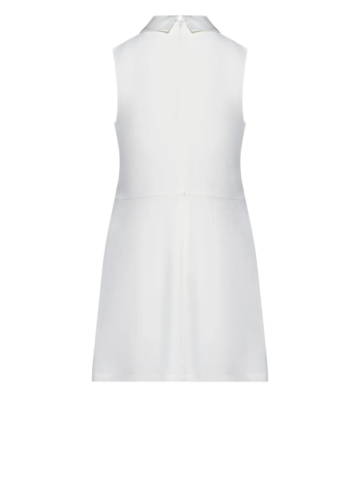 Sleeveless Dress with Decorated Collar and Essential Lines