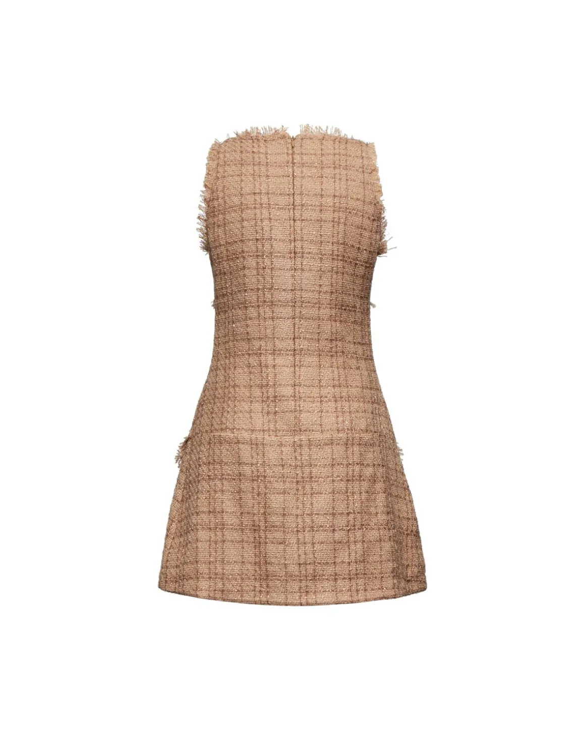 Sleeveless dress with fringed details