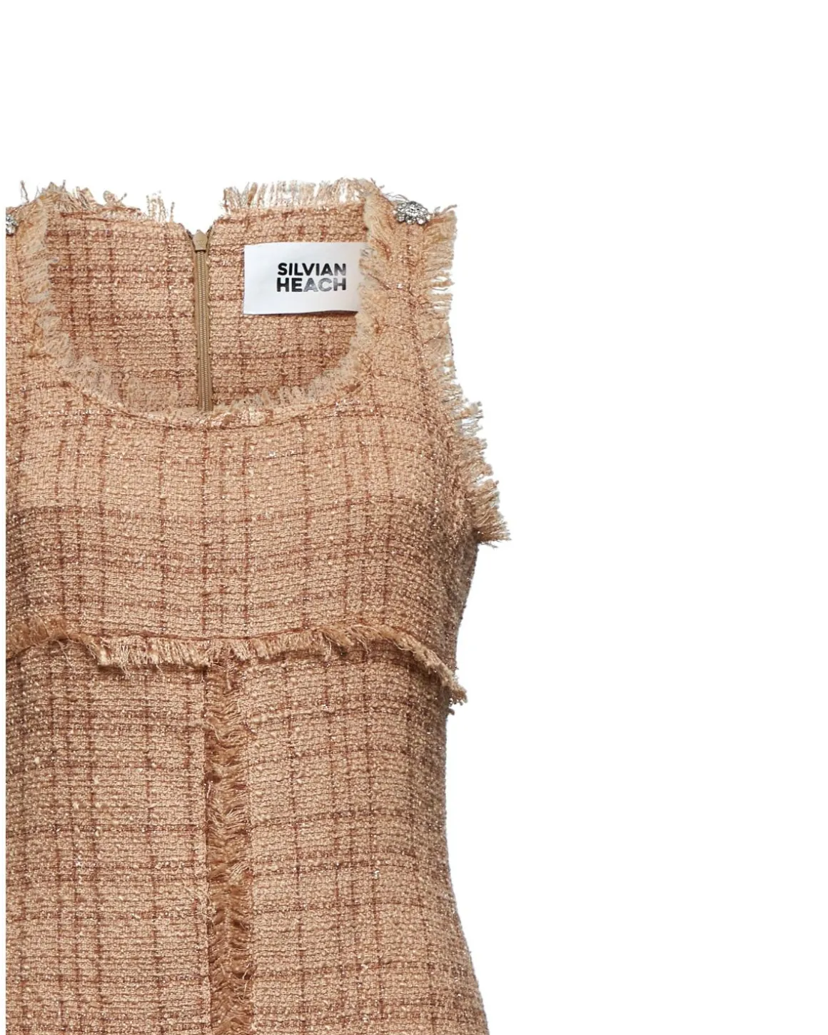Sleeveless dress with fringed details