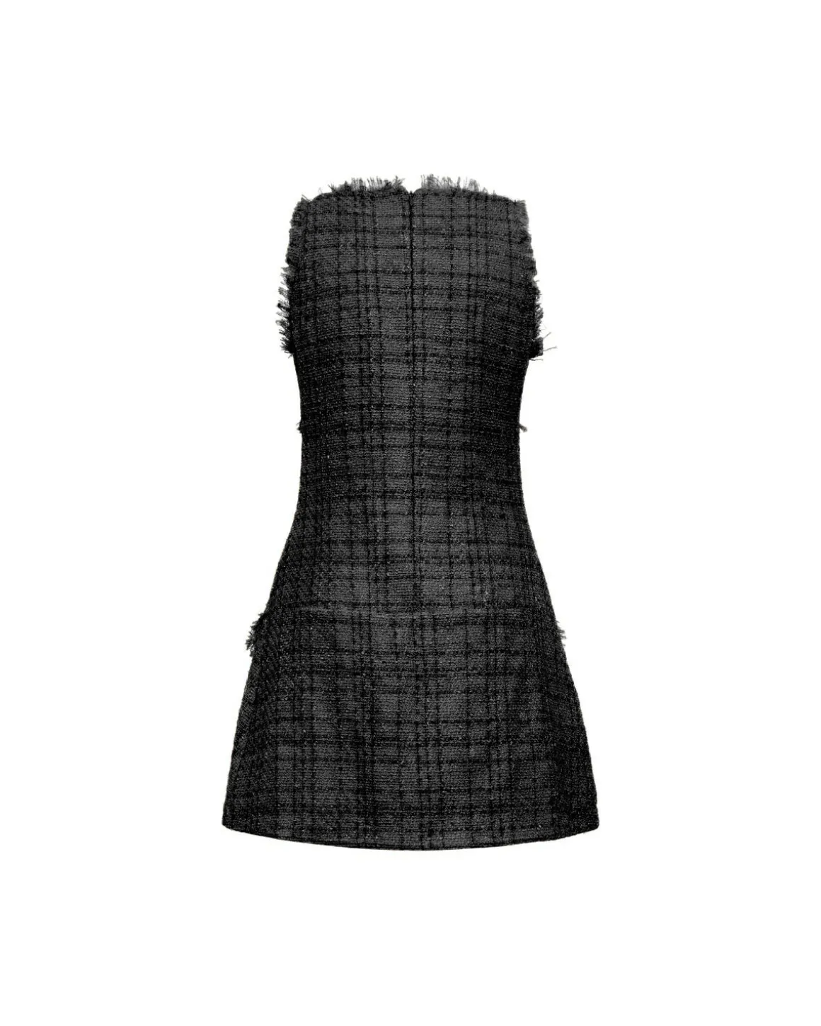 Sleeveless dress with fringed details