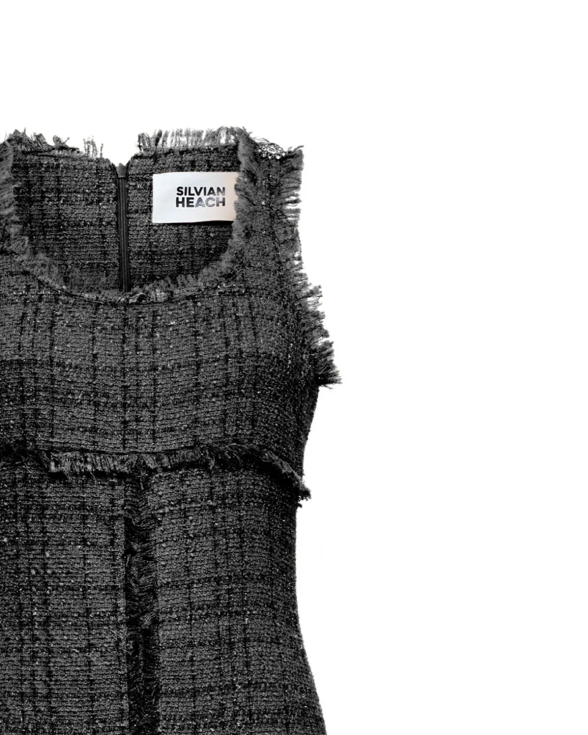 Sleeveless dress with fringed details