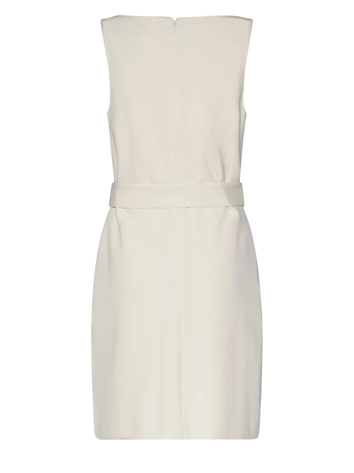 Sleeveless dress with matching belt and clean lines