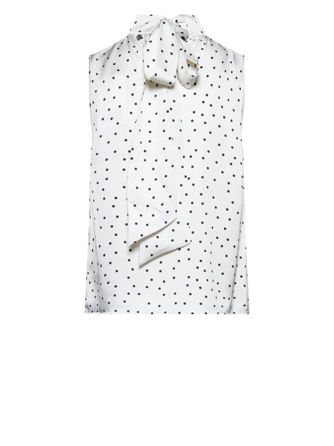 Sleeveless top with high neck and micro motif