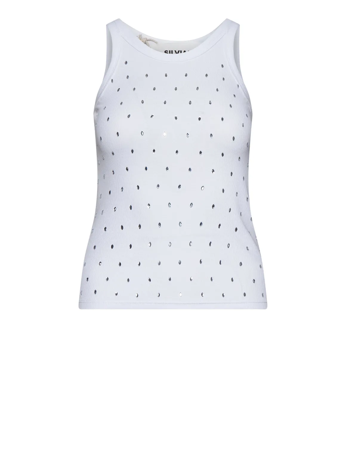 Sleeveless T-shirt with all-over micro pattern and refined design