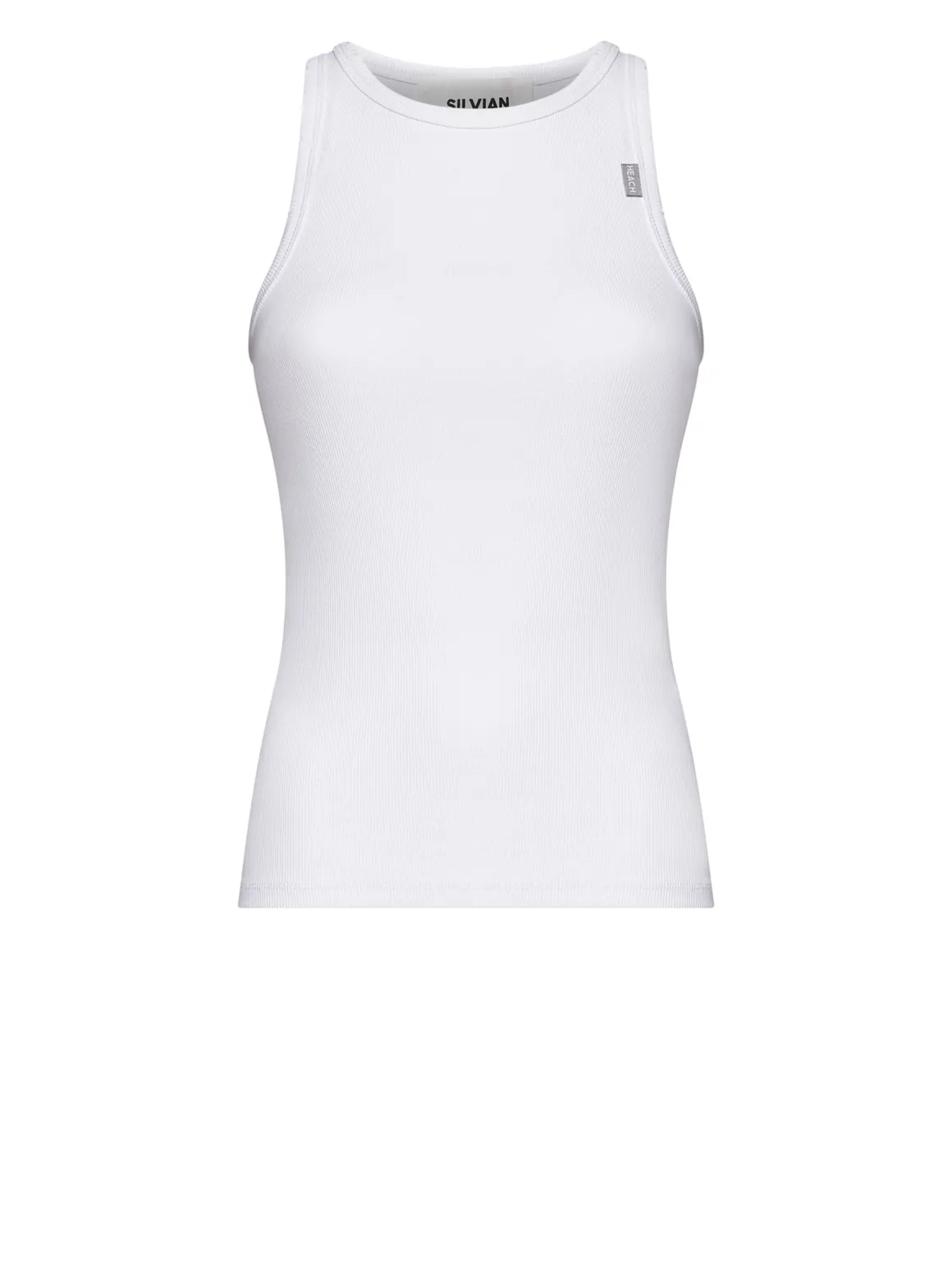 Sleeveless T-shirt with an essential design and discreet signature