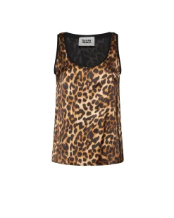 Sleeveless T-shirt with animal print and iconic design