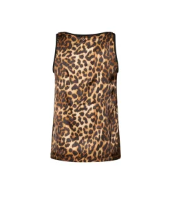 Sleeveless T-shirt with animal print and iconic design