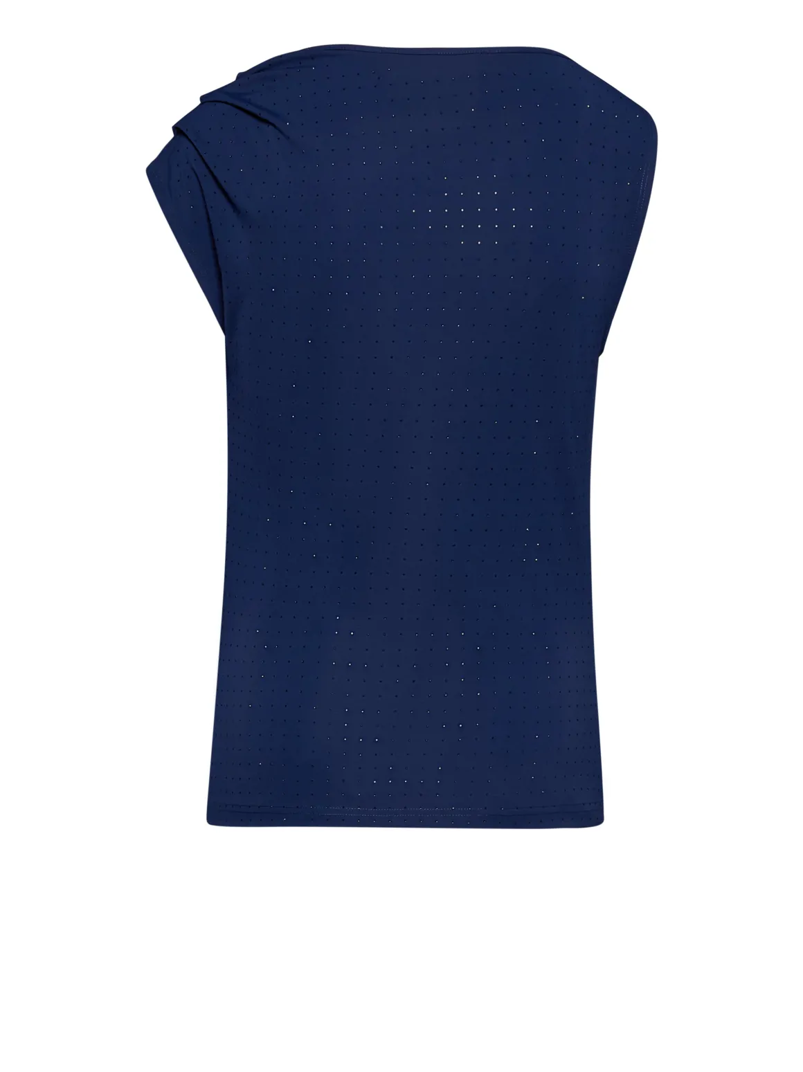 Sleeveless T-shirt with draped neckline and micro pattern