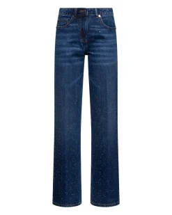 Straight leg jeans with rhinestones
