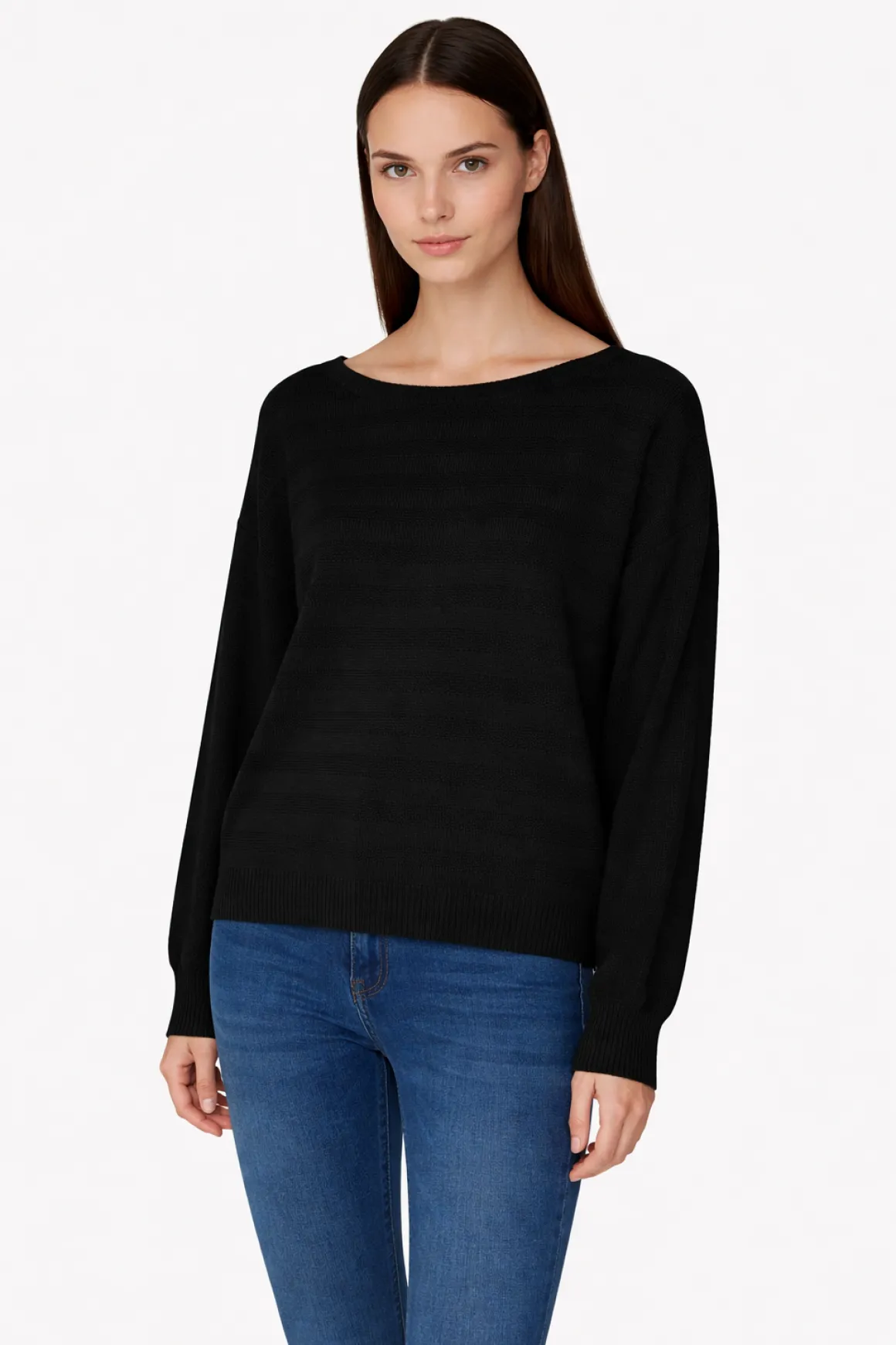 Striped jersey with Bateau neckline