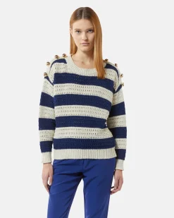 Striped stroke shirt with decorative buttons